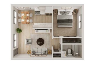 1x1 - 672 sq. ft. 88th 2-14 floor plan